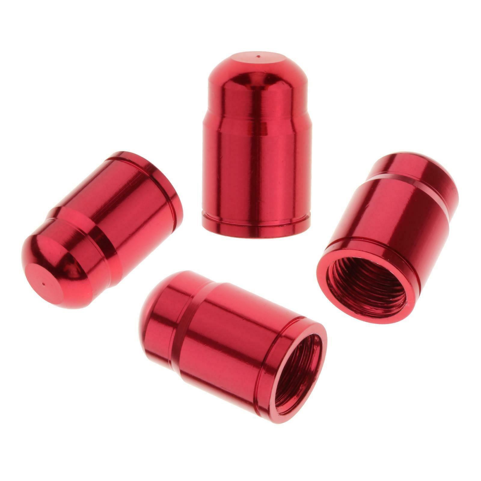 4 Pieces Bike Valve Caps Tire Dust Cover Aluminum Alloy Schrader Red