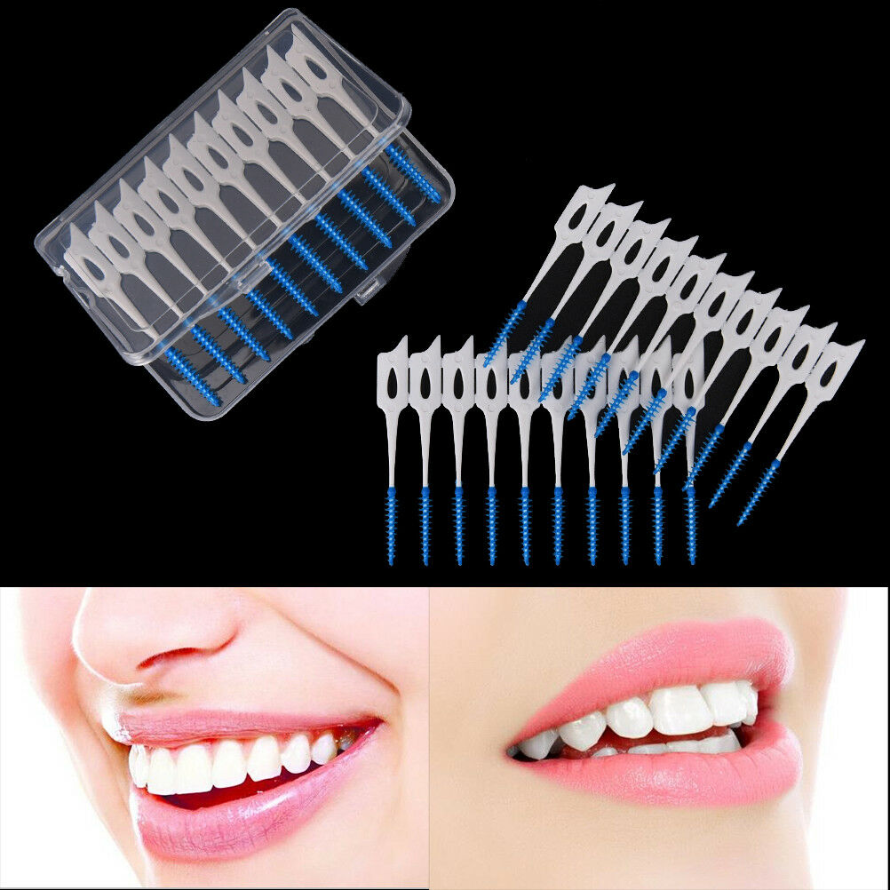 40pcs Disposable Toothpicks Soft Clean Interdental Seam Brush Elastic Mass.l8