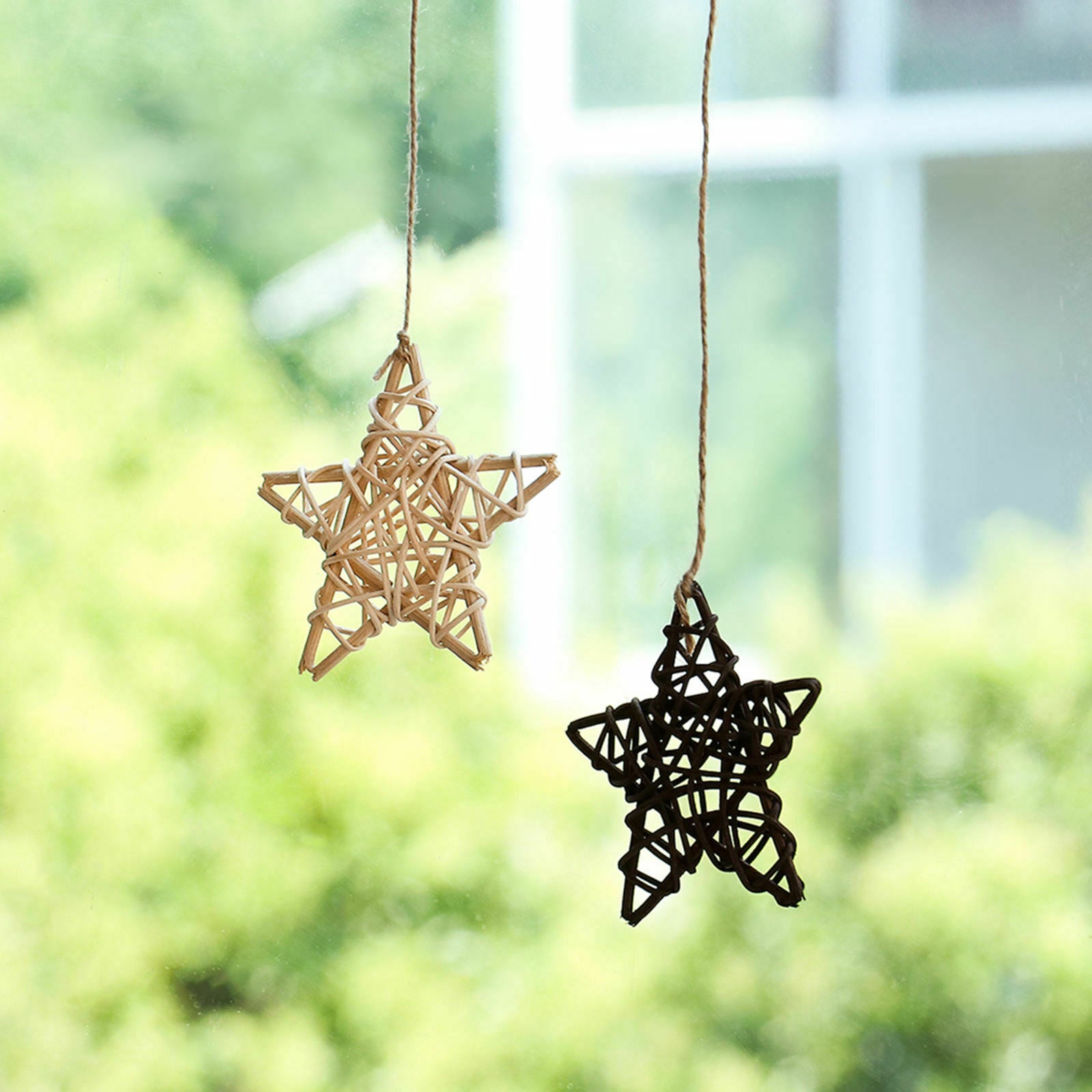 20pcs Wicker Stars Hearts Ornaments DIY for Christmas Photo Props Home Gift