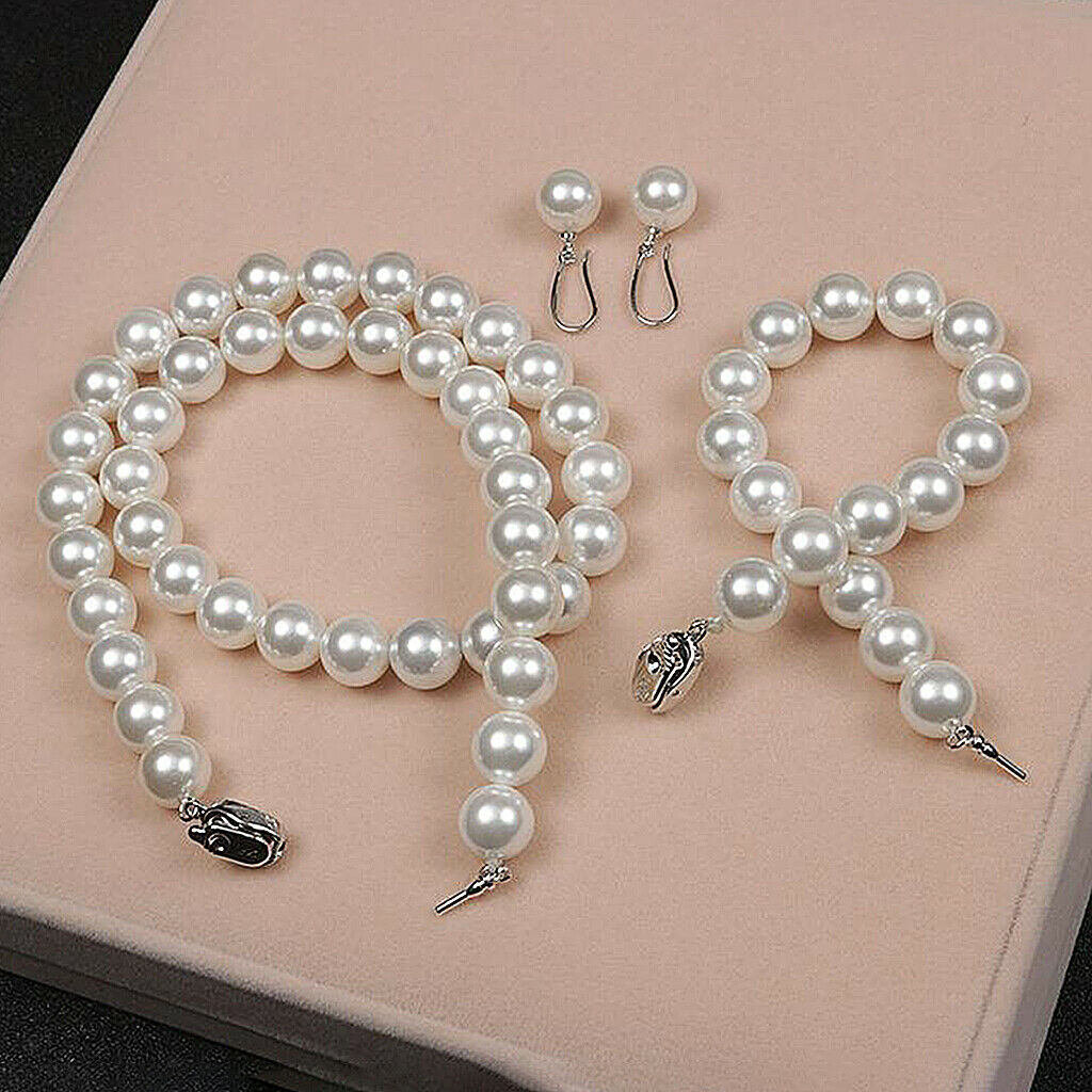 Natural Jewelry set Exquisite Shell Pearls Necklace 1 Pair Earrings for Lady