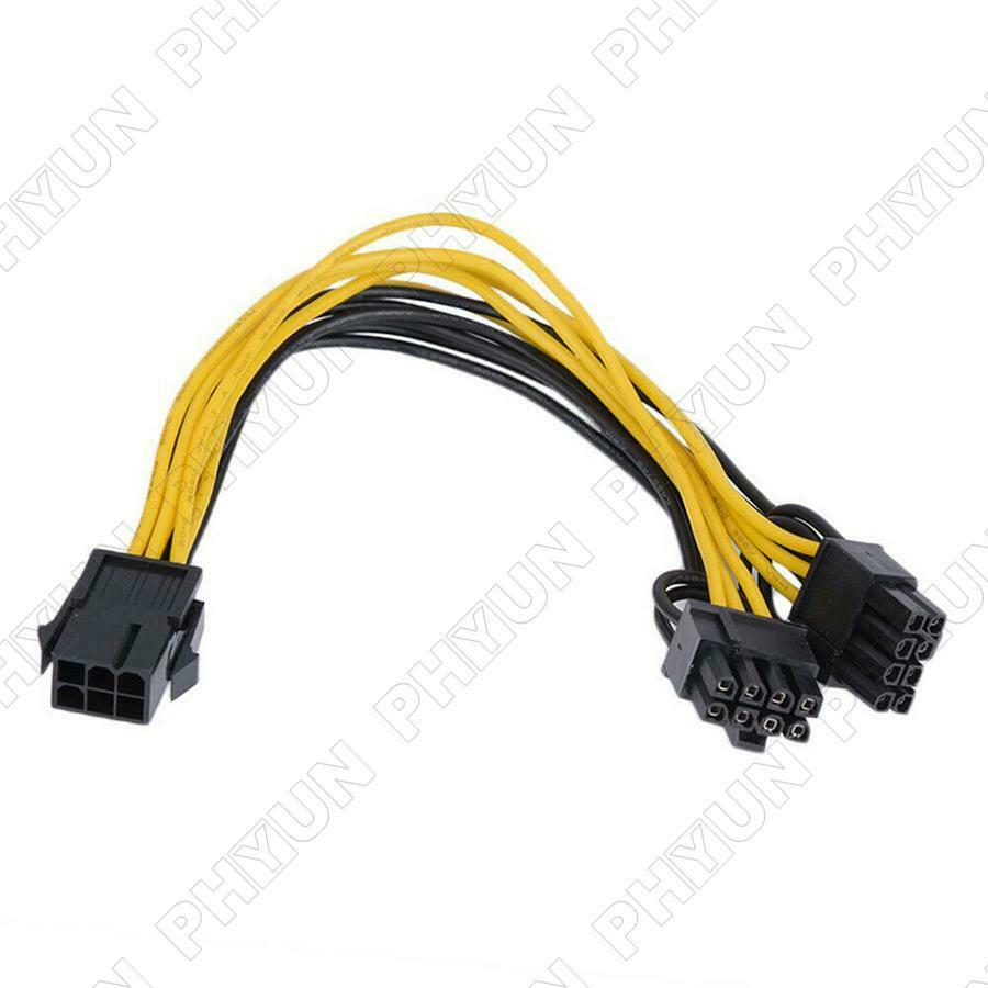 10Pcs PCI Express 6 Pin to Dual 8 Pin (6+2 Pin) GPU Video Card Power Cable 18AWG