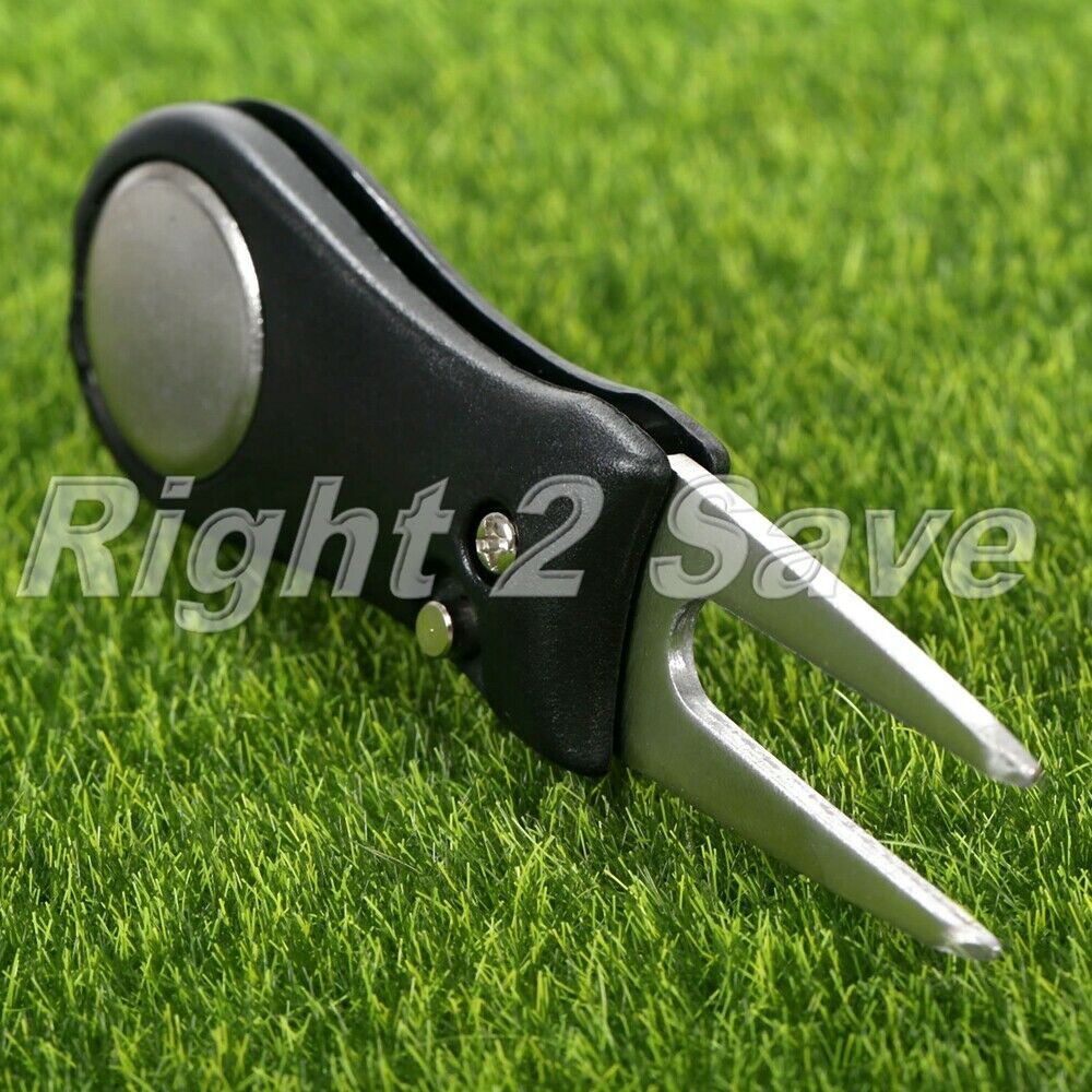 2x Black lightweight Stainless steel Golf Green Divot Repair Switchblade Tools