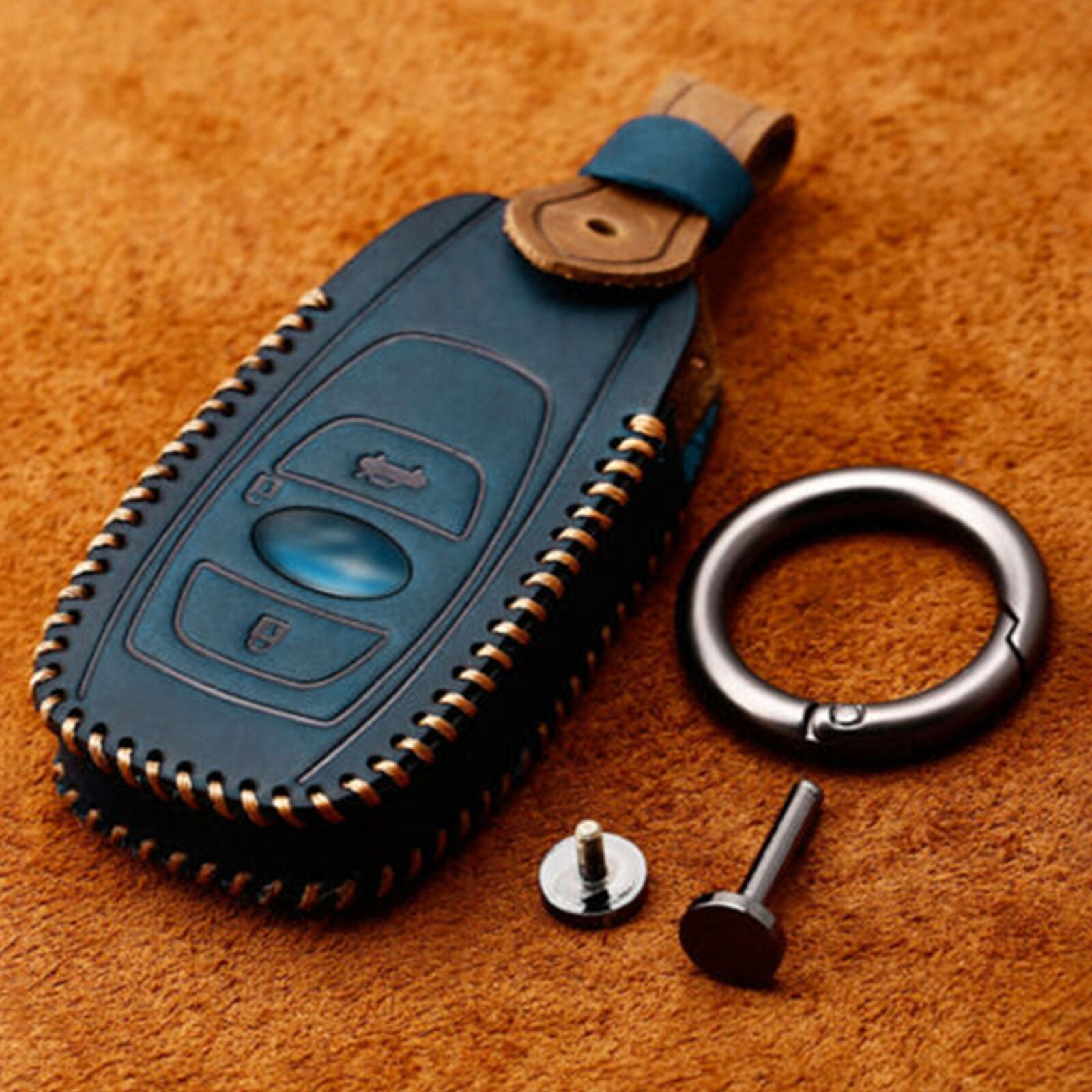 Leather Car Key Fob Case Cover Holder For Subaru Forester Legacy Outback WRX