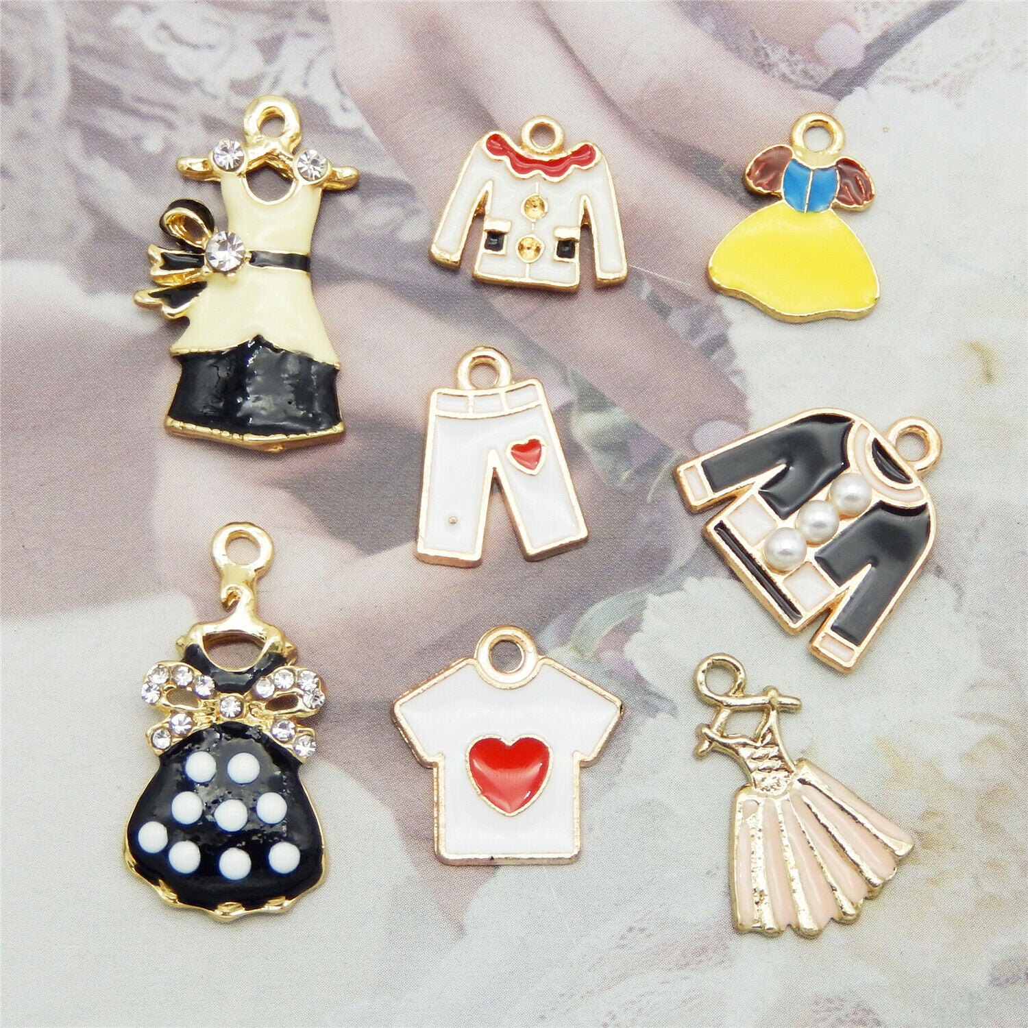 8 Mix Clothing Dress Charm Enamel Costume For Pendant DIY Jewelry Crafts 1-3cm