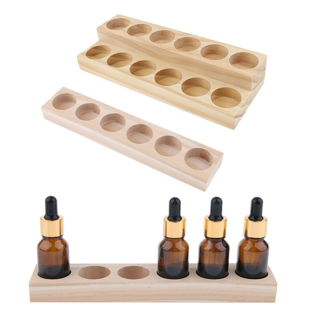 2 Pcs Wooden Aroma Essential Oil Display Case Storage Rack Tray Holder Storage