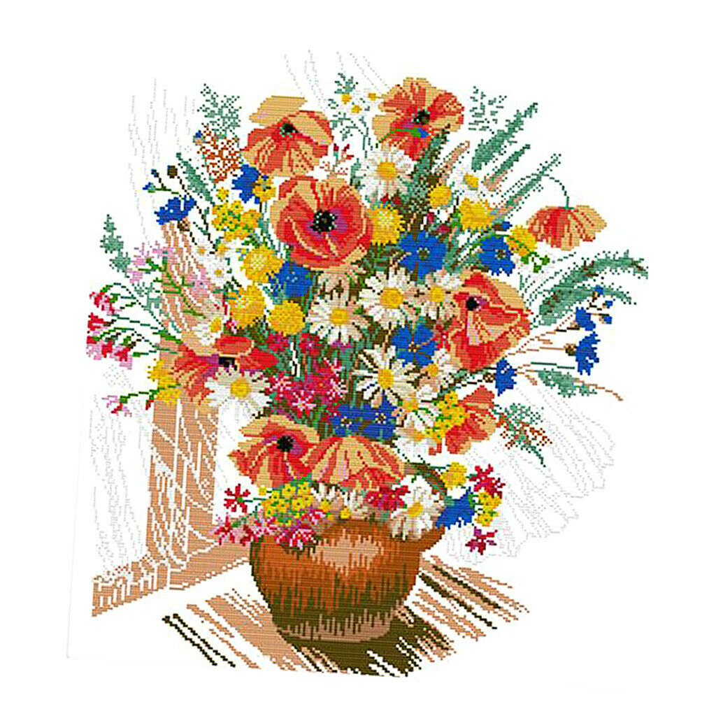 Flower Vase Home Stamped Cross Stitch Kit Pre-Printed Embroidery Kit DIY Wedding
