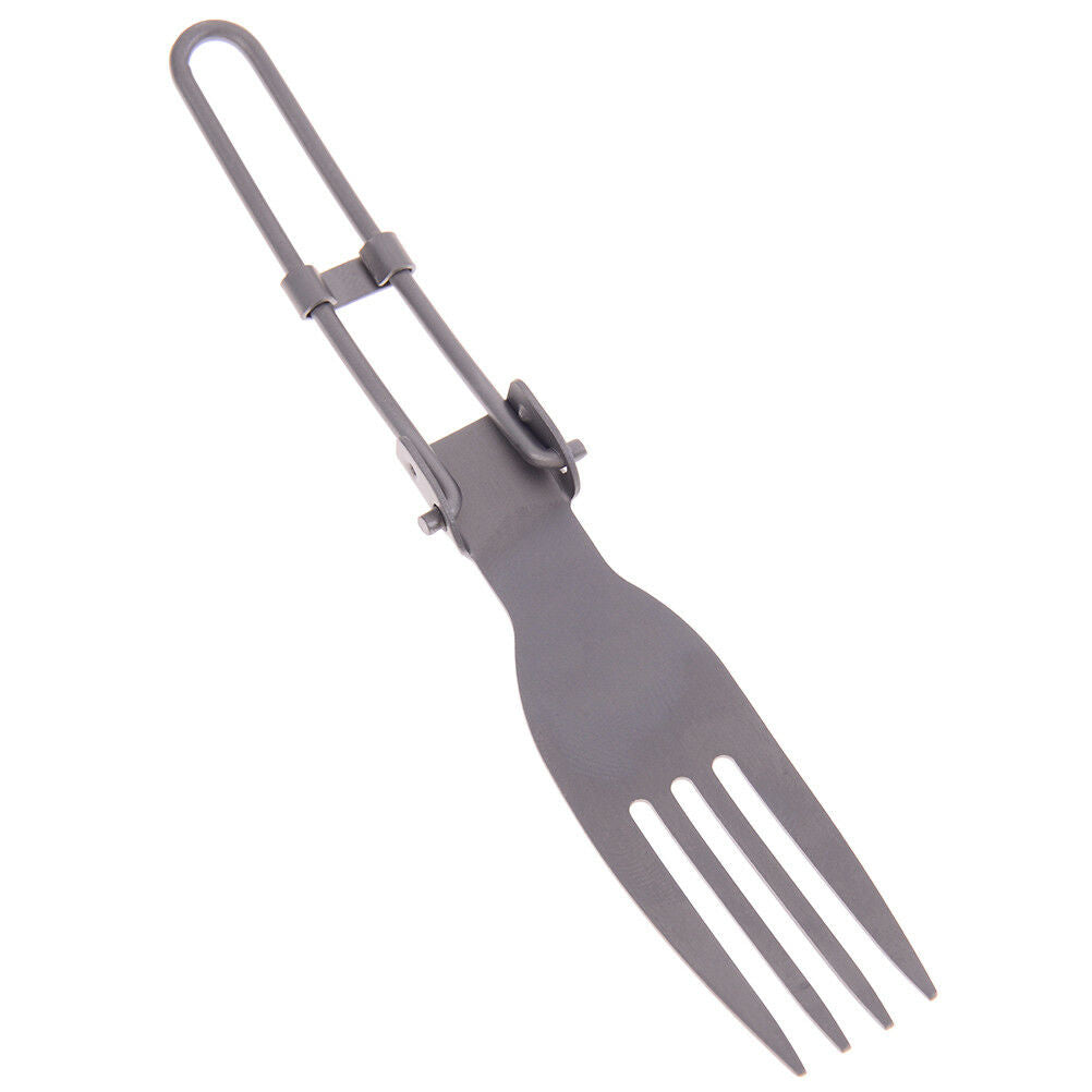 Outdoor camping tableware titanium fork folding hiking backpacking dinner foY1