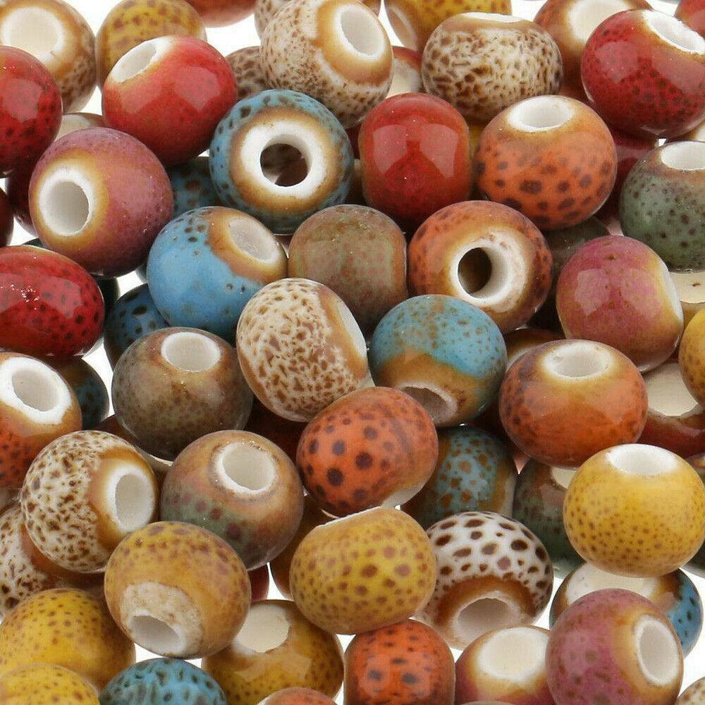 100pcs 6MM Porcelain Flower glaze Ceramic Beads for Jewelry Making DIY Findings