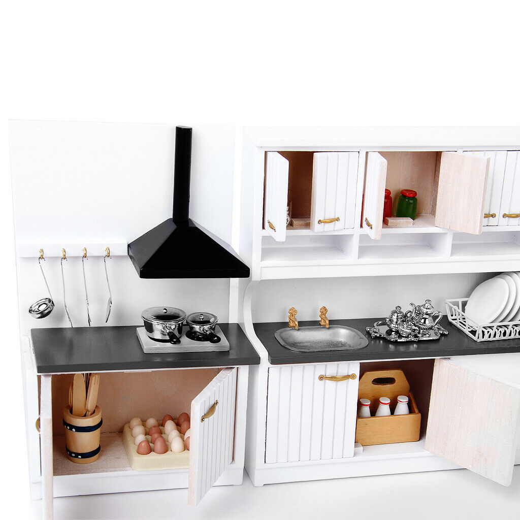 1:12 Mini Washing Machine with Sink Cabinet +Stove Cabinet Scenery Decor
