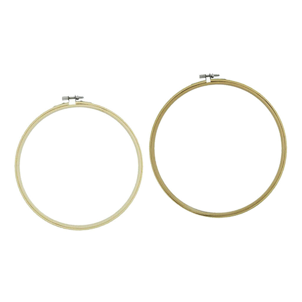 2Pcs Bamboo Embroidery Hoop Wooden Cross Stitch Frame Round DIY Needlework