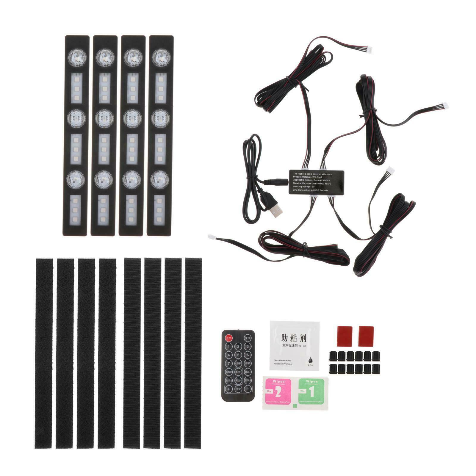 Car Interior Atmosphere LED USB Remote Control Lighting RGB + Bright Light