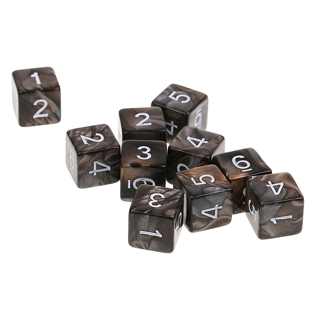 10X D6 Polyhedral Dice for  Games Durable Gray Coffee