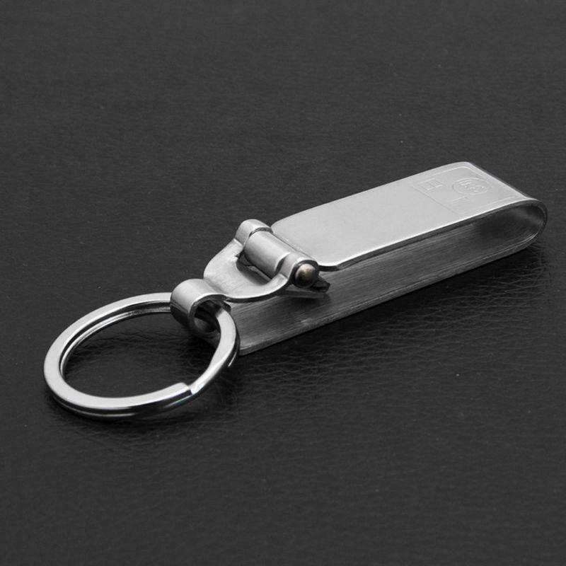 Anti-Lost Heavy Duty Stainless Steel Belt Keyring Key Holder Key-Clip Detachable