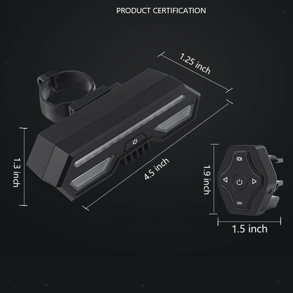 Bike Bicycle Tail Light with Smart Wireless Remote Control Turn Signal 5 Modes