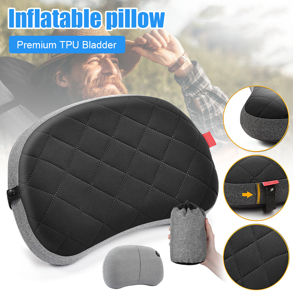 Portable Ergonomic Inflatable Pillow Blow Up For Outdoor Sports Travel Camping