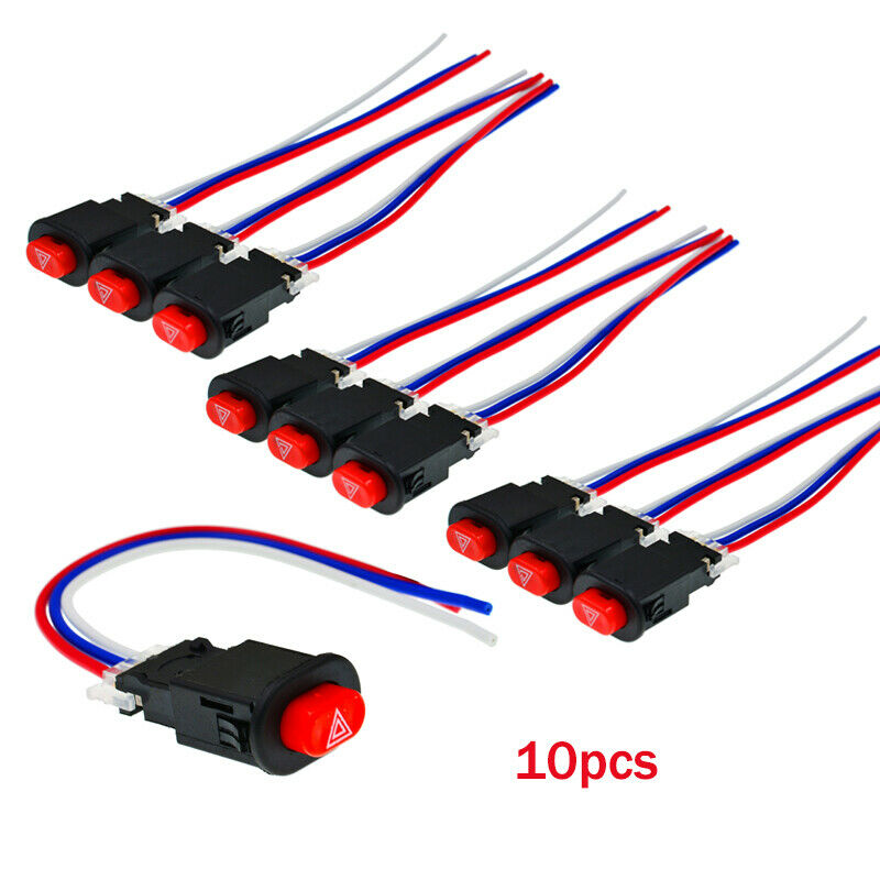 10PCS Motorcycle Light Switch Button Double Warn Emergency Lamp Flasher Switch