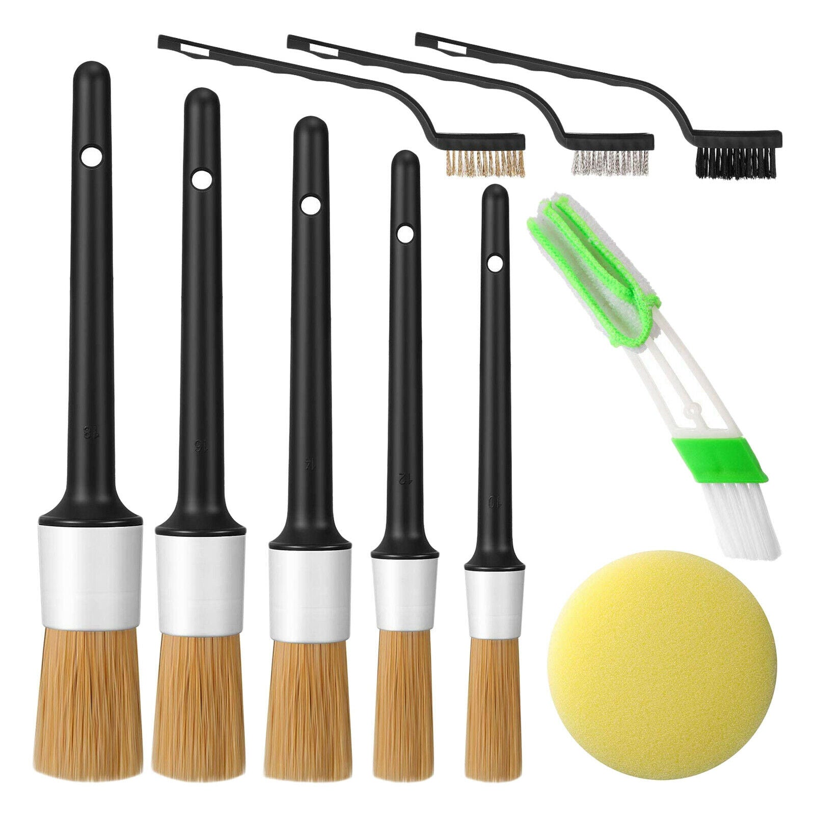 10x Automobile Detailing Brush Kits Wheel Engine Clean Brush Waxing Sponge