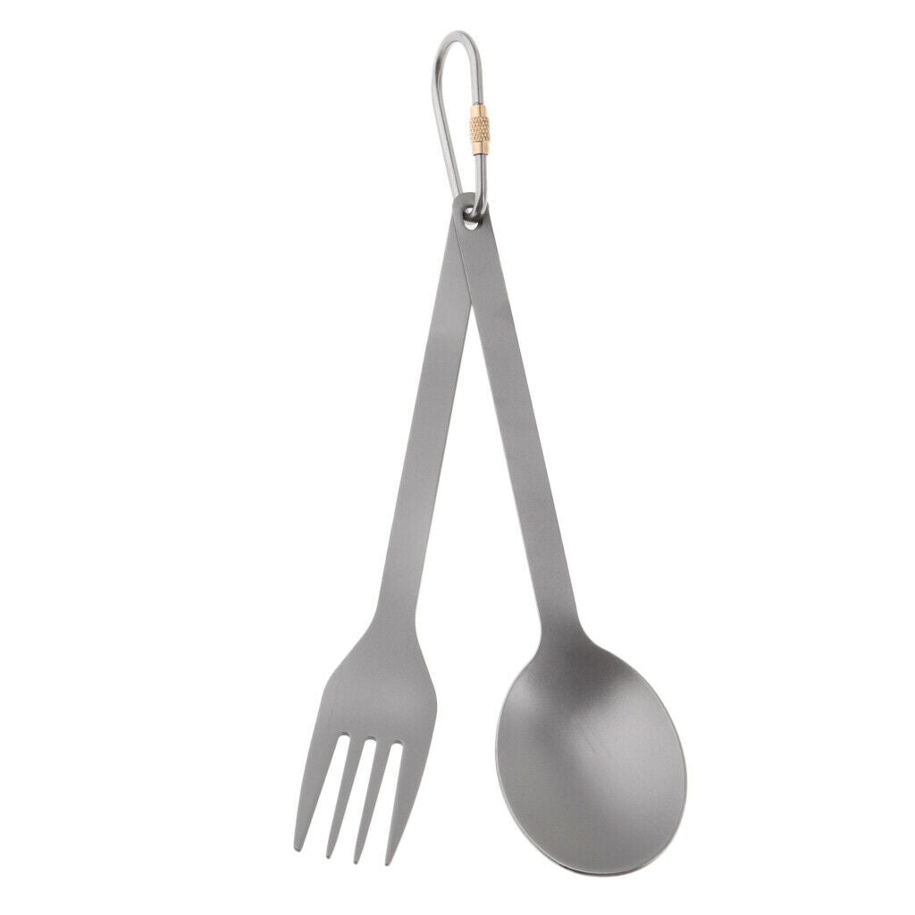 Outdoor Titanium Tableware Flatware Spoon Fork Spork Spoon Fork with Buckle