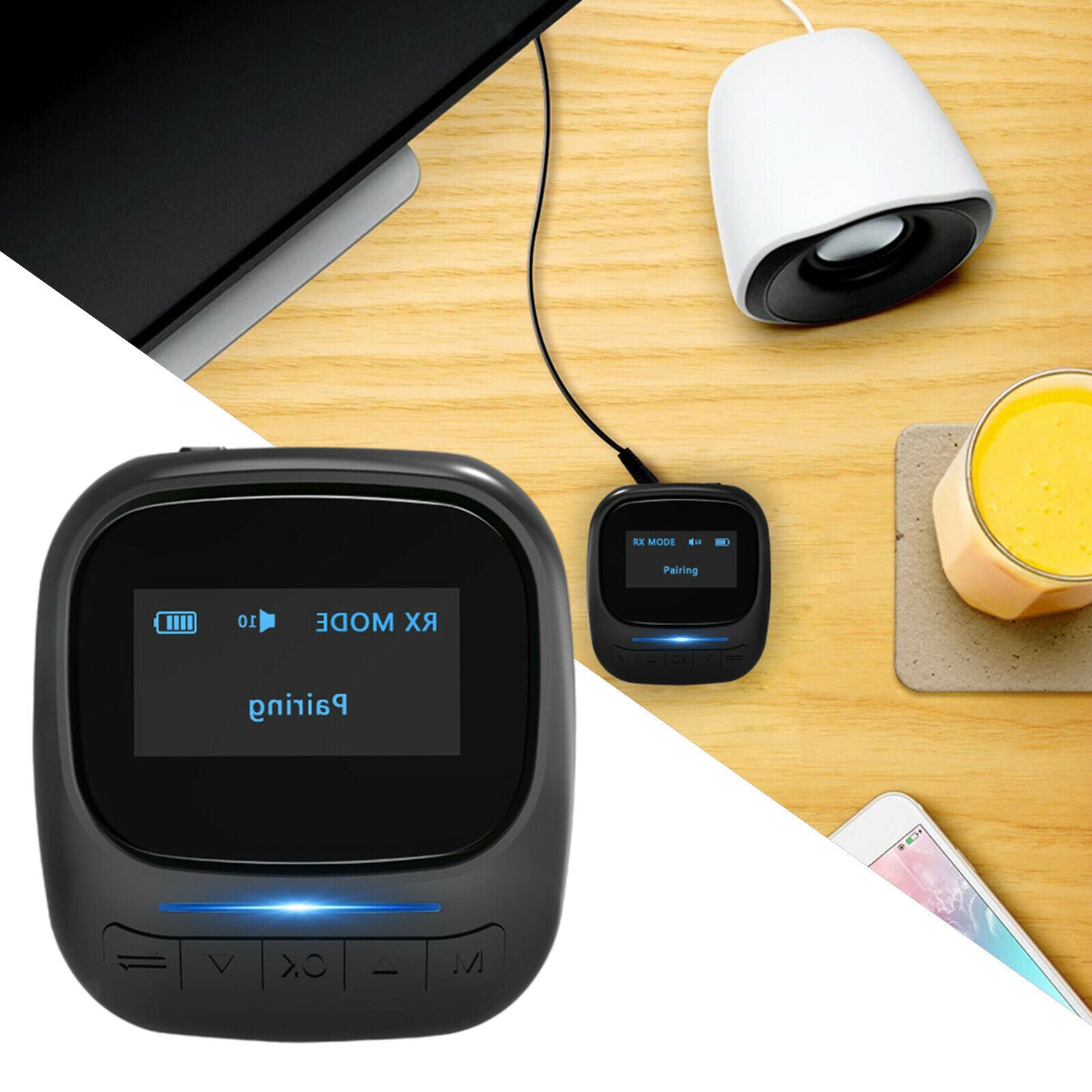 Bluetooth Transceiver 3.5mm Aux Port Pair Low Latency 2 Devices at The Same Time