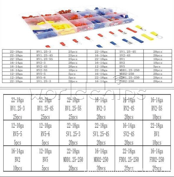 300PCS Assorted Insulated Electrical Wire Cable Terminal Crimp Connector Set Kit