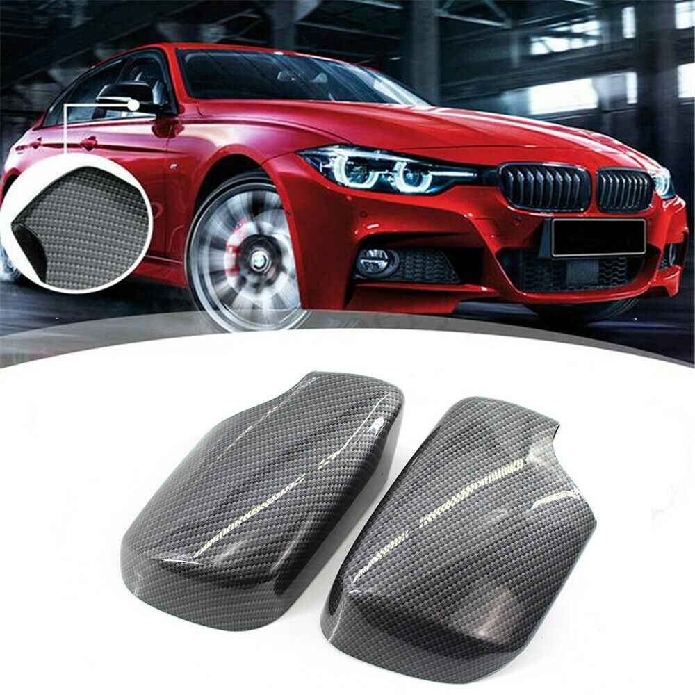 2x Car Door Mirror Cover Cap Carbon Fiber Style For BMW E46 3 Series 1998-2005