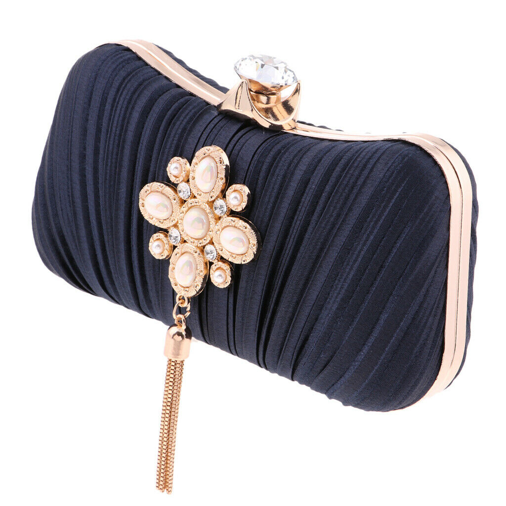 Womens Crystal Diamante Clutch Bag Evening Bridal Bag Wedding Prom Handbag black