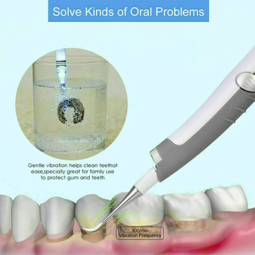 Portable Electric Ultrasonic Tooth Cleaner Dental Stain Plaque Tartar Remover!