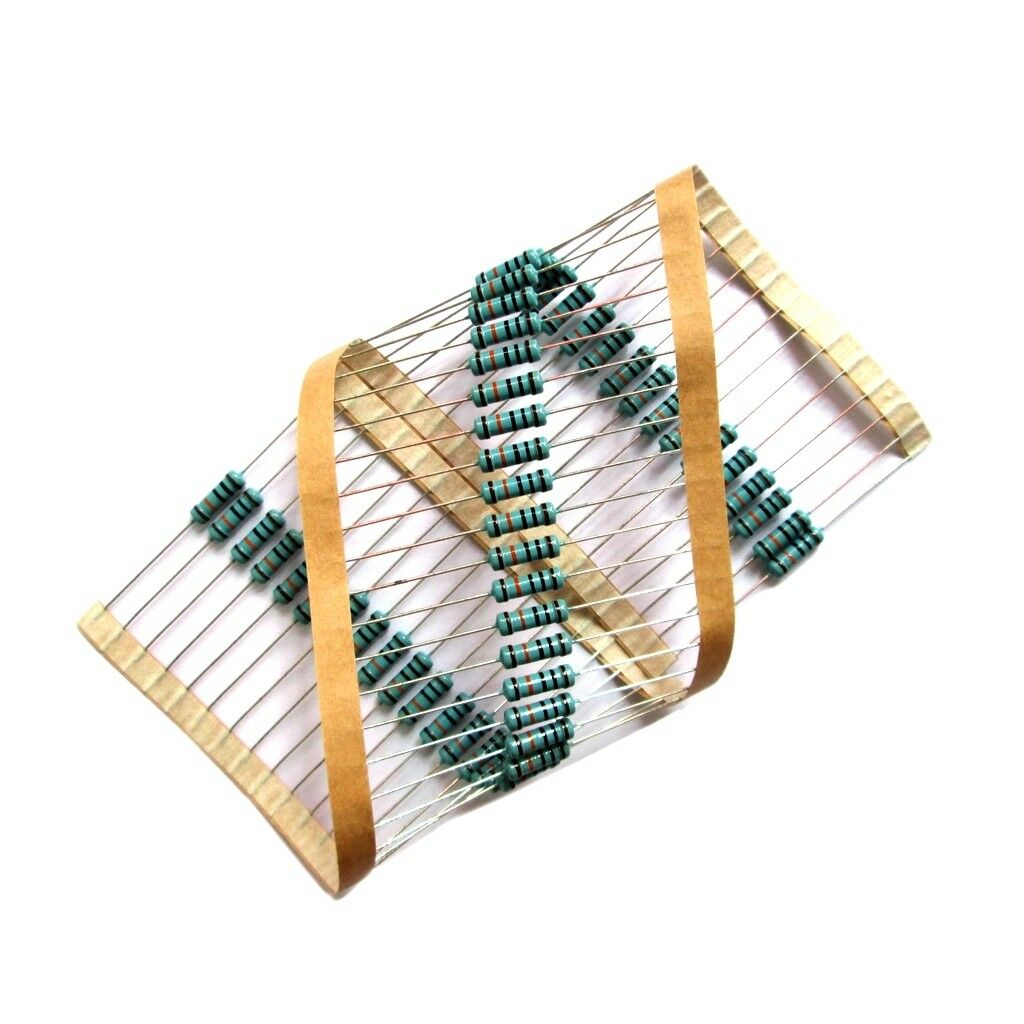 50 Pieces 1W 1% Resistor Kit 100K Ohm Metal Film Resistors Assortment