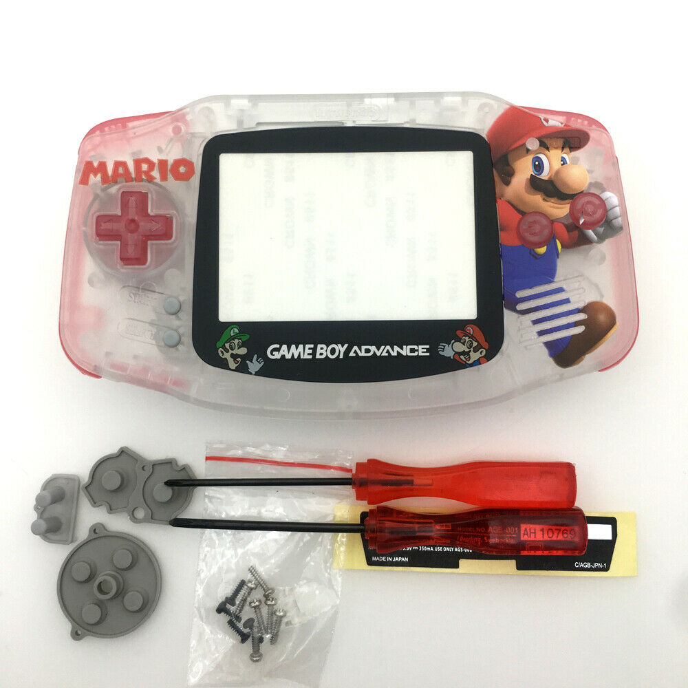 Clear White SUPER MARIO 2 Housing Shell case Cover Kits For Game Boy Advance GBA
