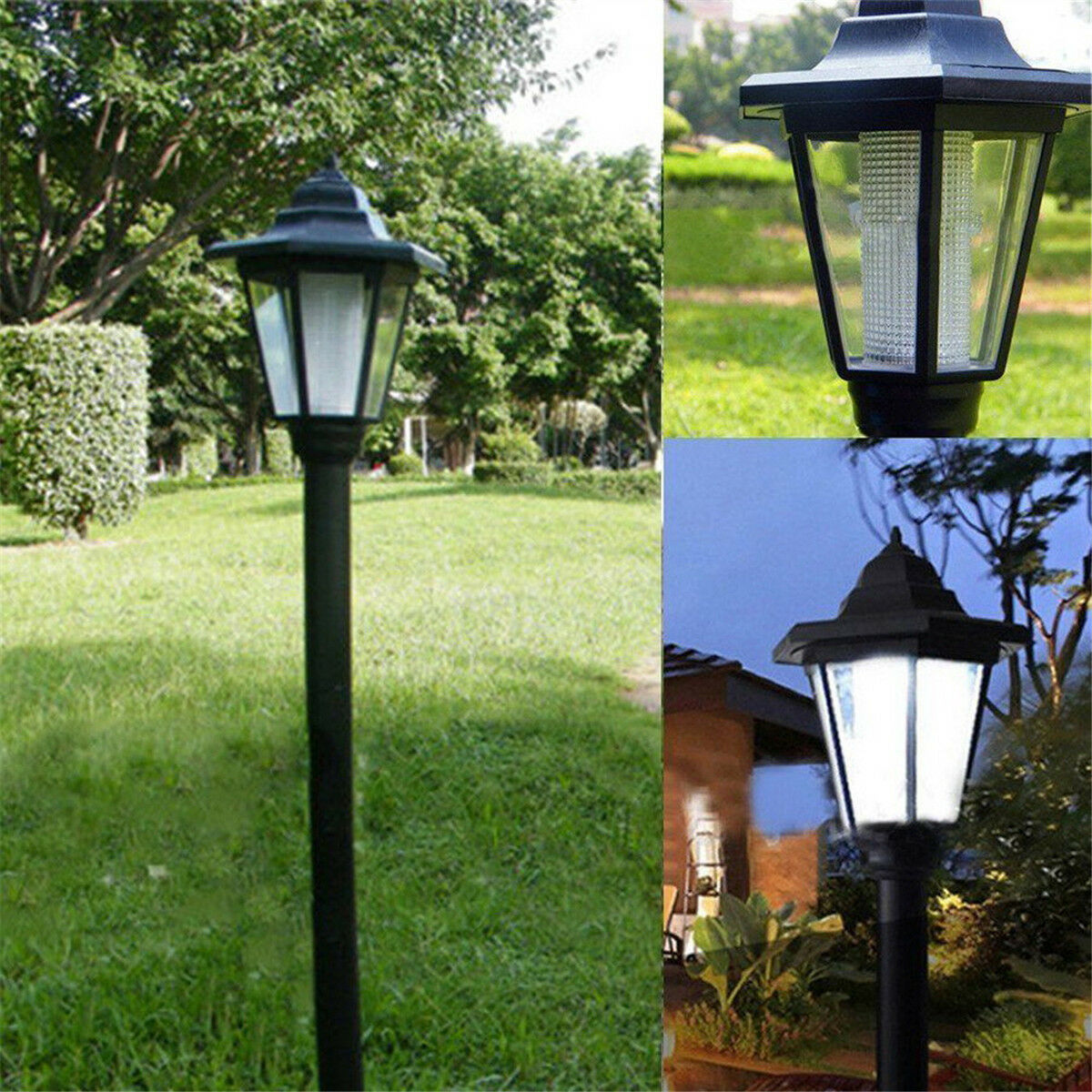 Solar Power LED Path Way Wall Landscape Garden Fence Lamp Post Outdoor Light
