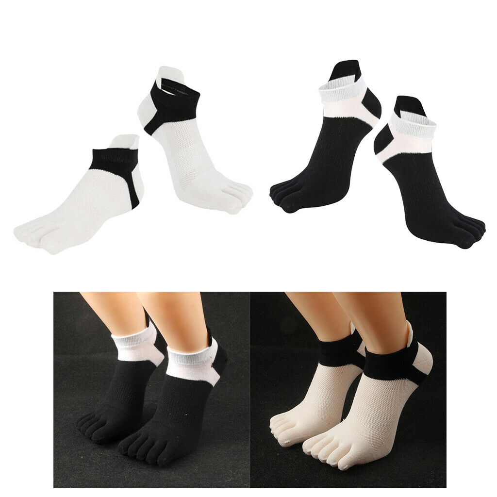 2 Pairs Toe Socks Net Sweat Absorb No Show Sports Yoga Crew Socks Hosiery