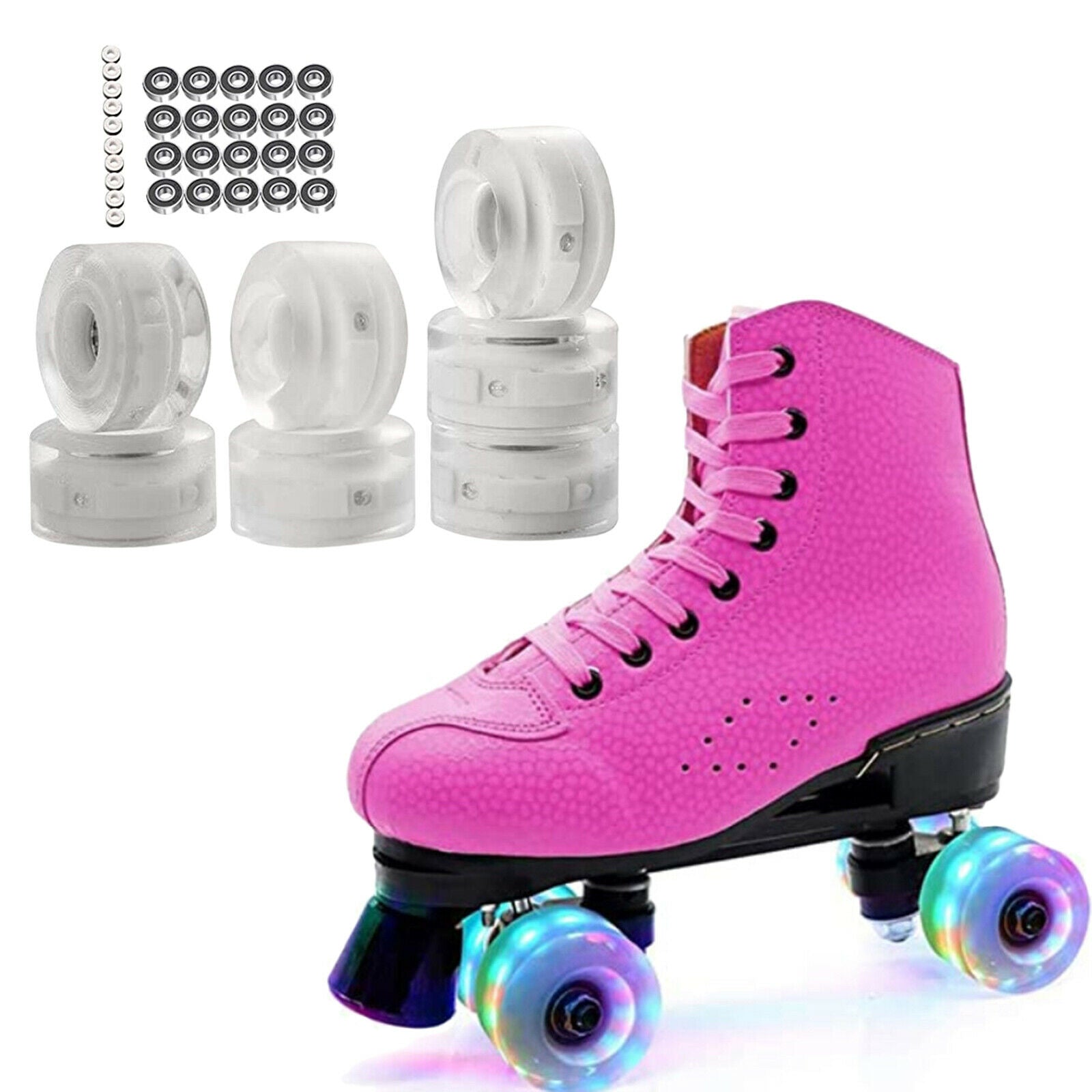 8Pcs Luminous PU Roller Skate Wheels Wheel Magnetic Cores Bearings Skates