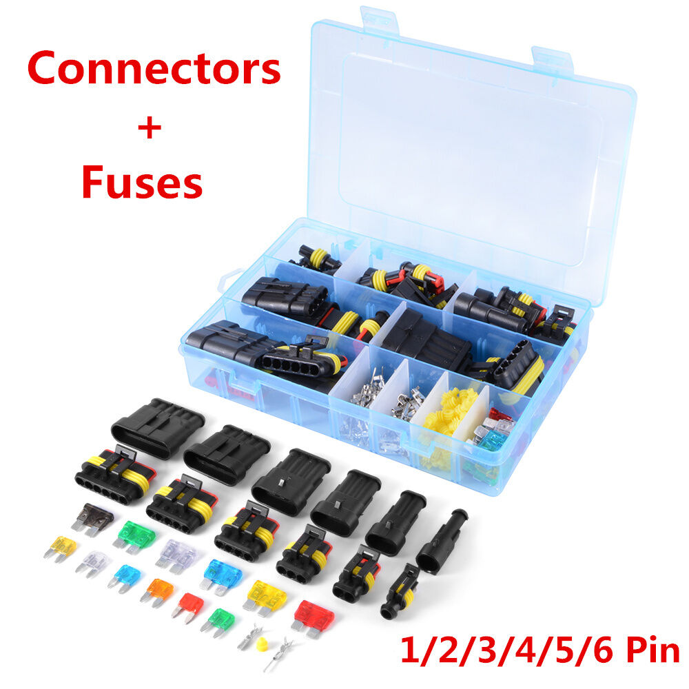 Car Electrical Connector Terminal 1/2/3/4/5/6 Pin Way +Fuses With Box New MA867