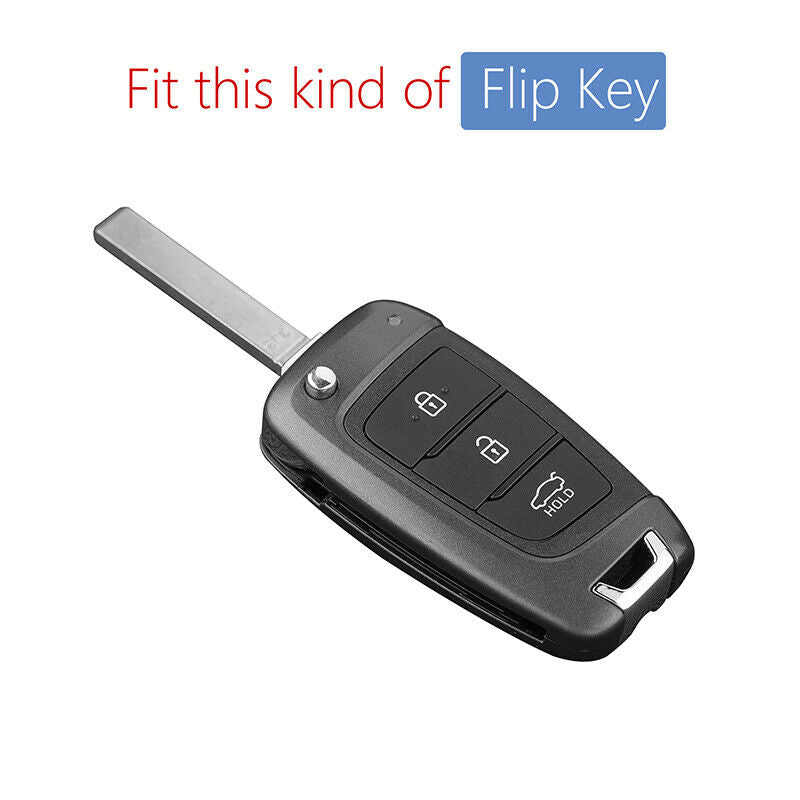 Carbon Fiber Key Fob Chain Cover Case Ring For Hyundai Accent Santa Fe Veloster