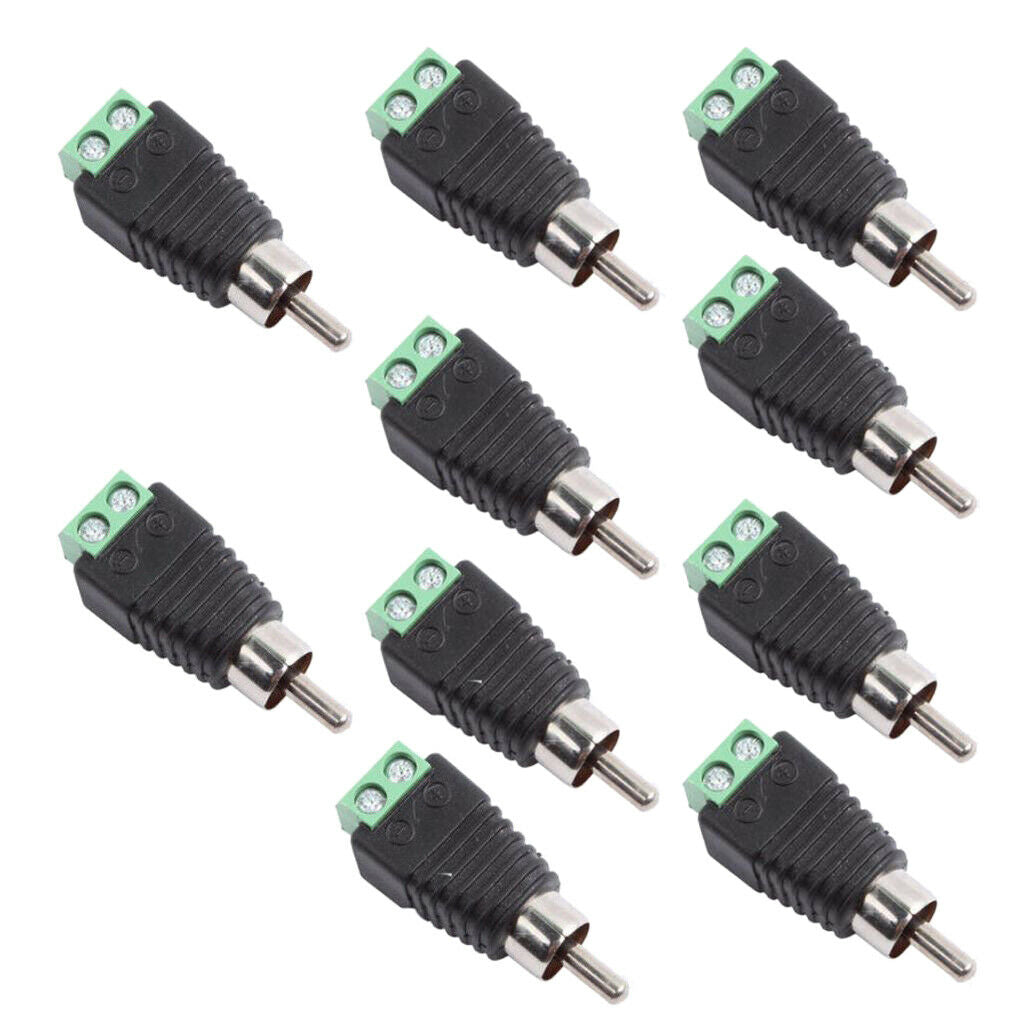 10 Pieces Speaker Wire Cable to Audio Male RCA Connector Adapter   Plug