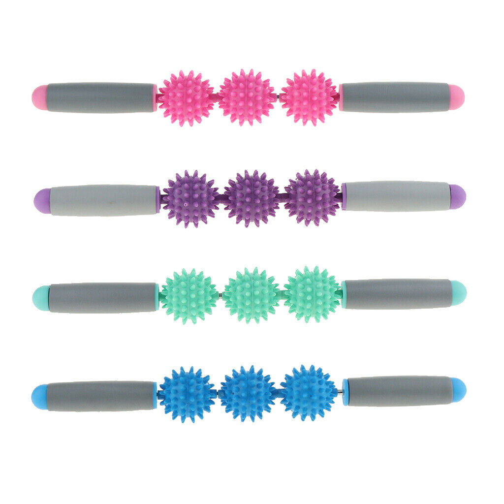 Spiky Ball   Point Muscle Stick Roller Massage Wand Rolling Pink