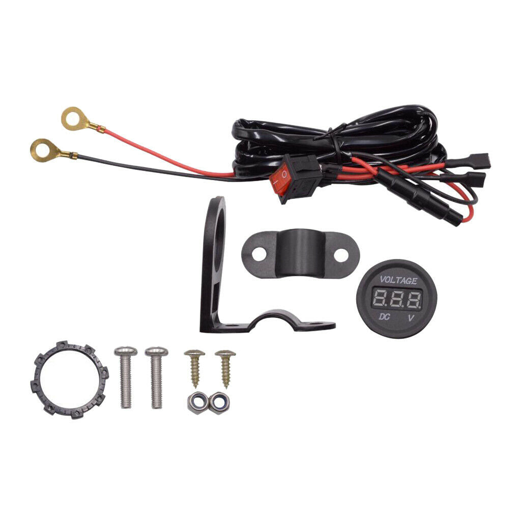 Motorbike 12-24V Green LED Digital Display Voltmeter Volt Gauge with Switch