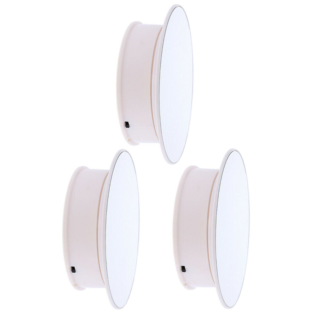 3 Set Battery Powered Two Rate Rotating Display Stand Mirror Top&White Base