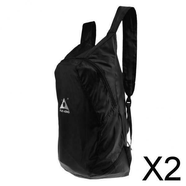 2X Foldable Daypack Packable Waterproof Lightweight Travel Backpack Black