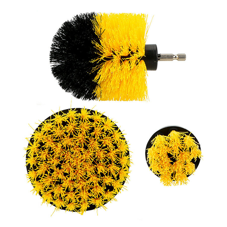 3PCS Round Electric Bristle Drill Brush Tub Rotary Cleaning Tool Set Attachment