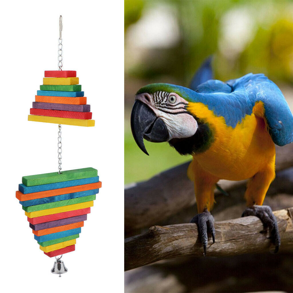 Birds Wooden Blocks Chew Hanging Toys For Small to Large Birds Parrots