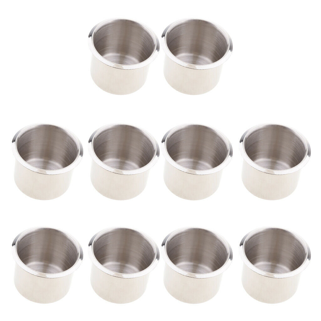 10Pcs Stainless Steel Universal Cup Drink Holder for Boat Marine 68x55mm