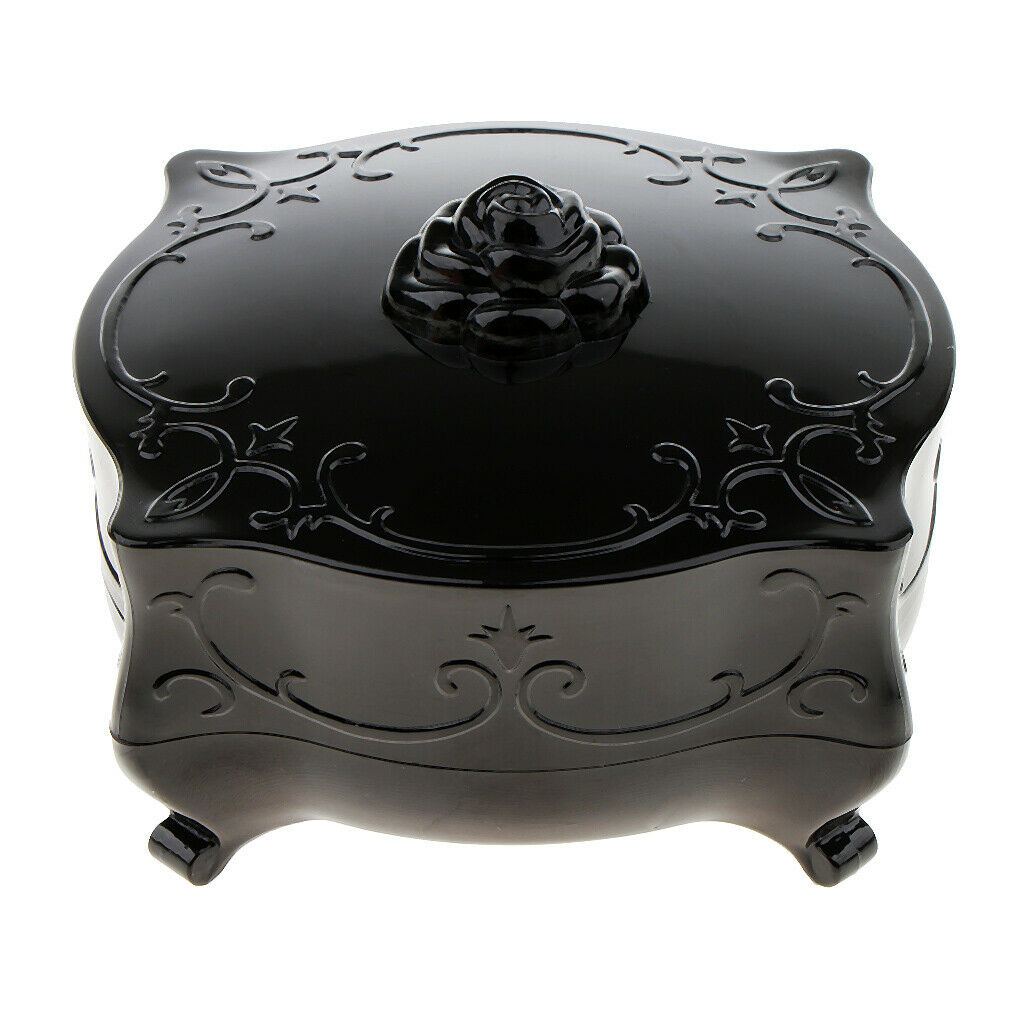Empty Loose Face Powder Case Makeup Sponge Puff Jewelry Container Box Black