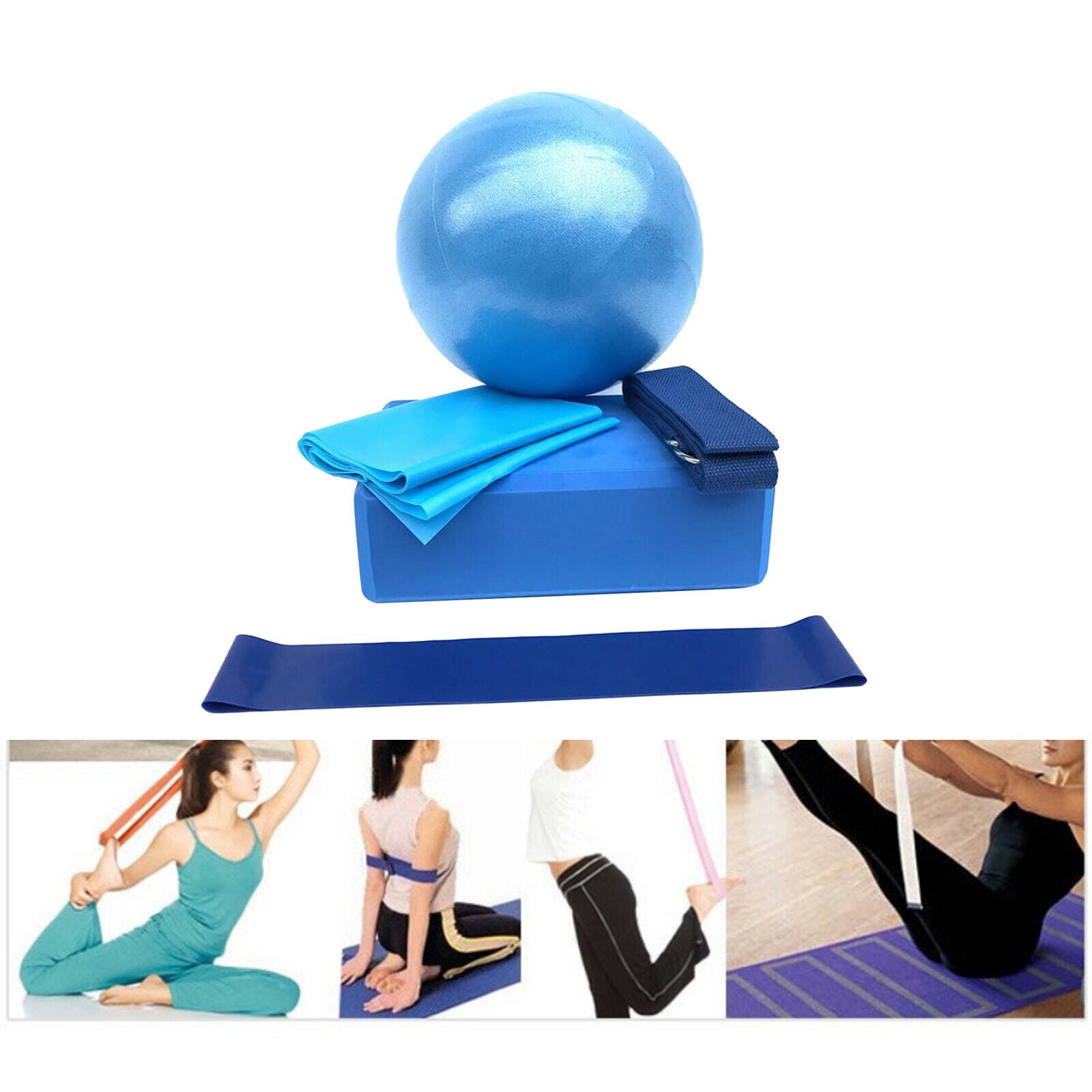 5pcs Yoga Blocks, Yoga Ball & Resistance Bands Set, Long Bands for Arms,