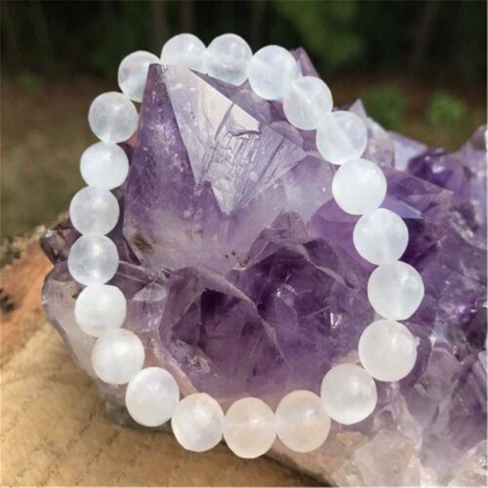 8mm Handmade Natural Selenite Mala Bracelet Spirituality Chakas Cuff Pray HOT