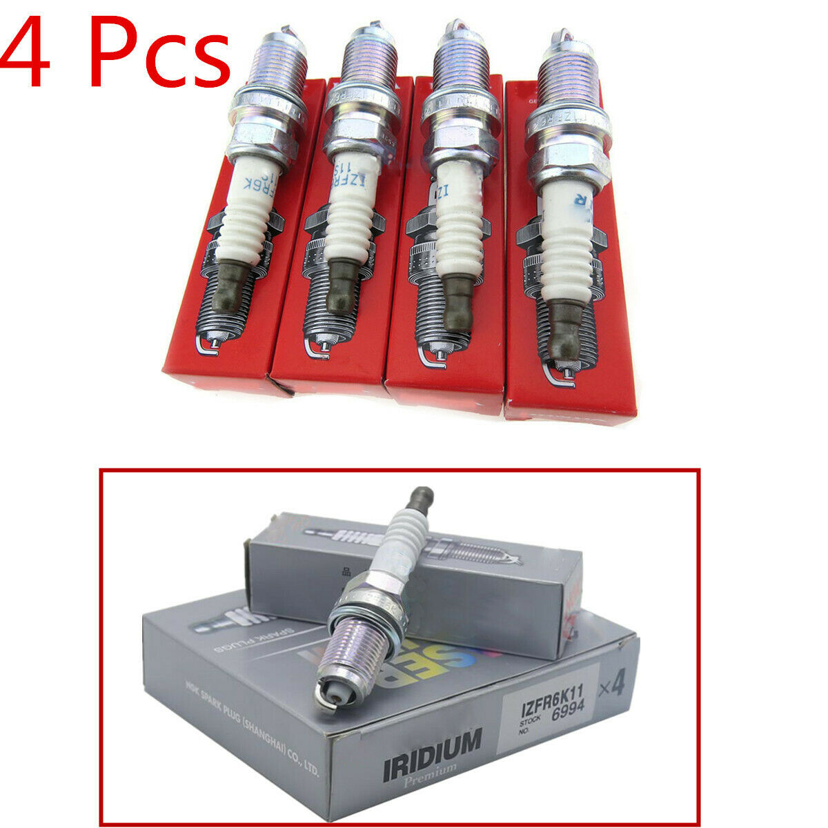 4PCS NGK Lridium Spark Plugs IZFR6K11 6994 IZFR6K-11 Spark Plug For Accord CR-V