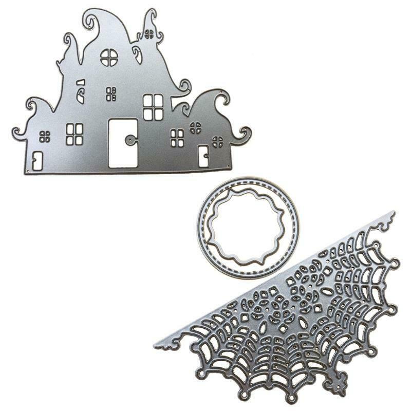 2pcs/set Halloween Castle Spider Web Metal Cutting Dies Stencil Scrapbooking DIY