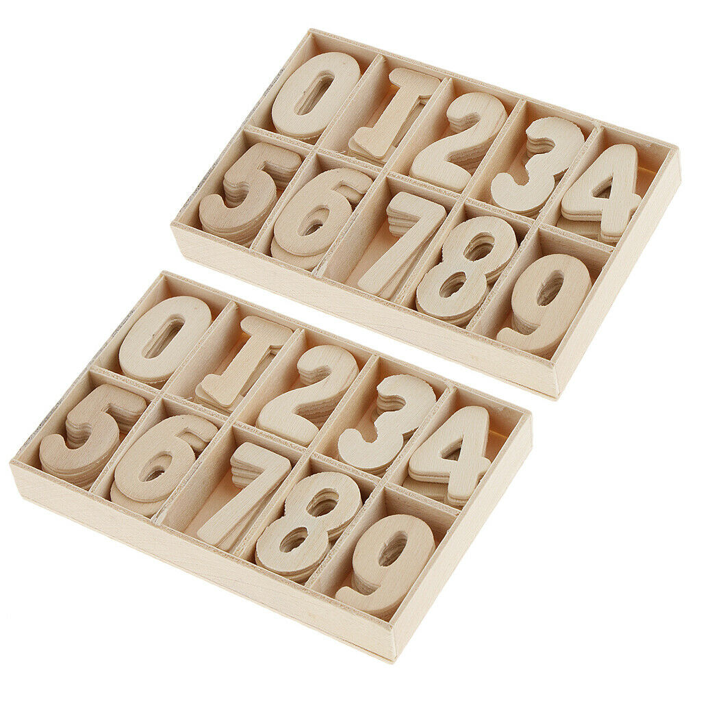 120pcs Wooden Numbers - Craft Numbers with Storage Tray DIY Craft Toys