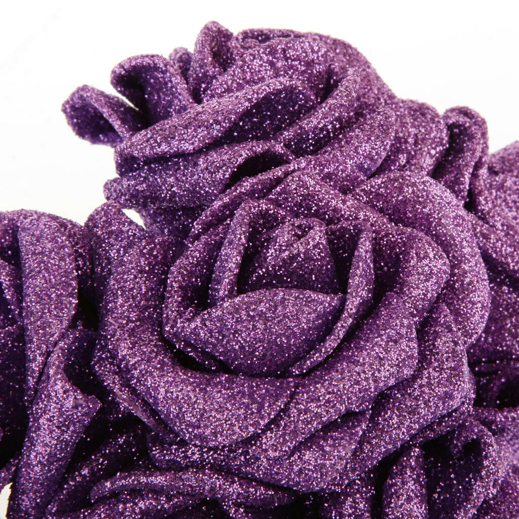 24pcs Rose Bridal Foam With Sequins Powder Flowers Home Party Decoration