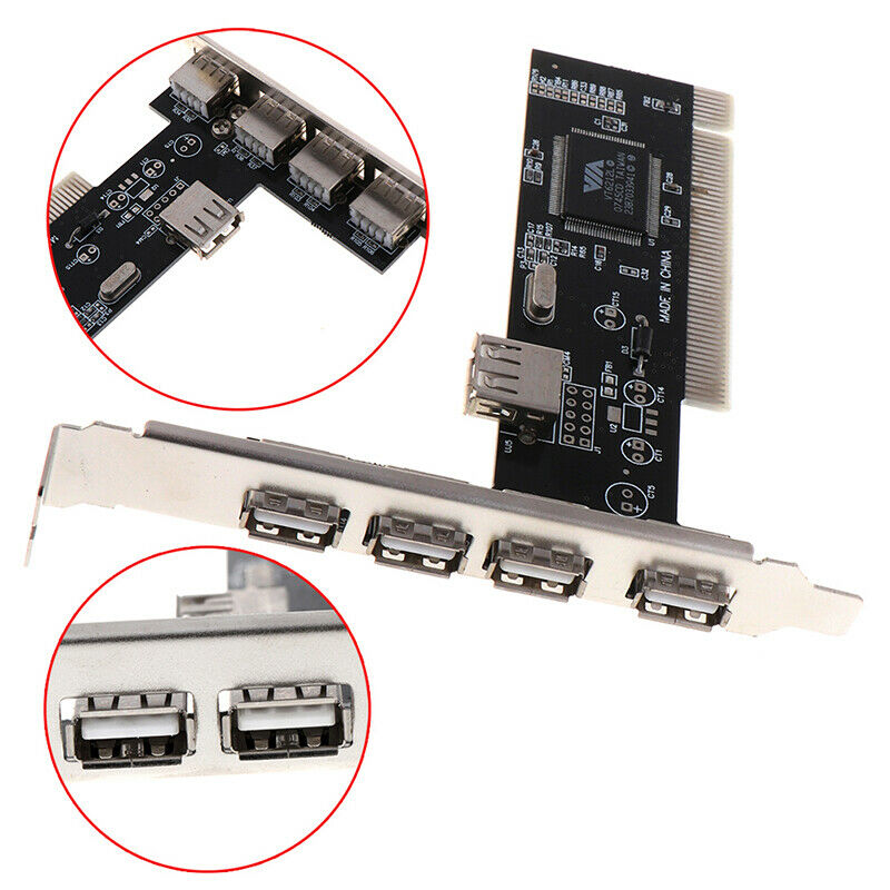 USB 2.0 4 Port 480Mbps High Speed VIA HUB PCI Controller Card Adapter PCI CBRWF